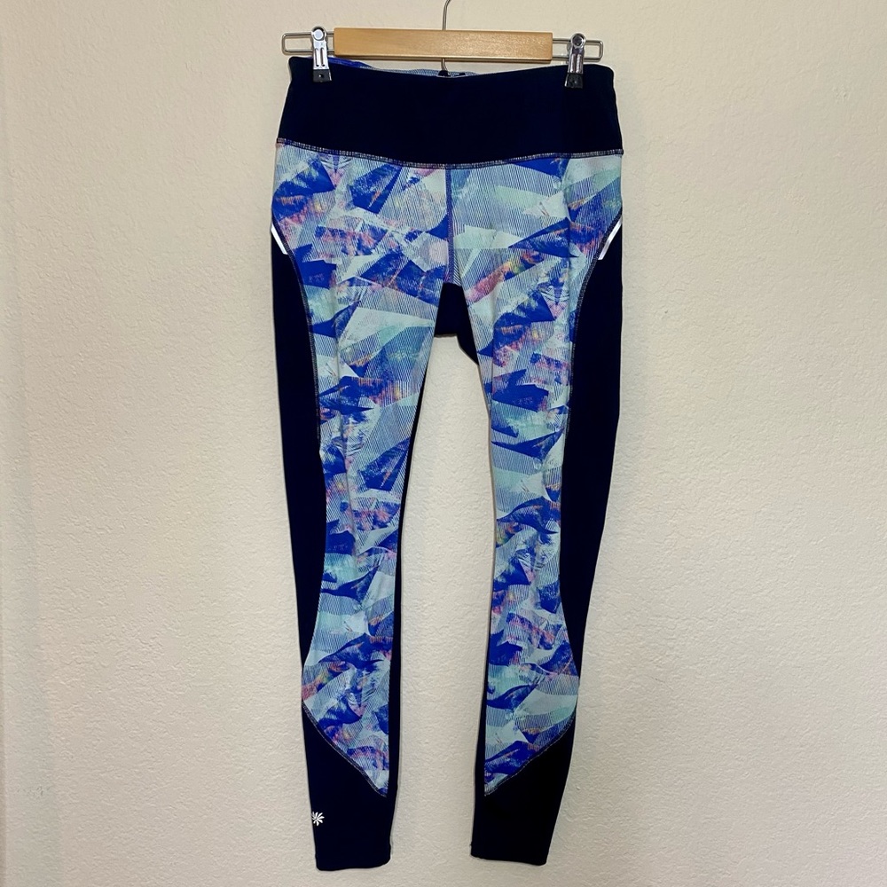 Athleta navy and purple patterned workout pants